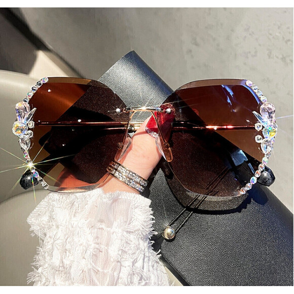 Decorative Framed Glasses In Dark Brown - Picture 3 of 3